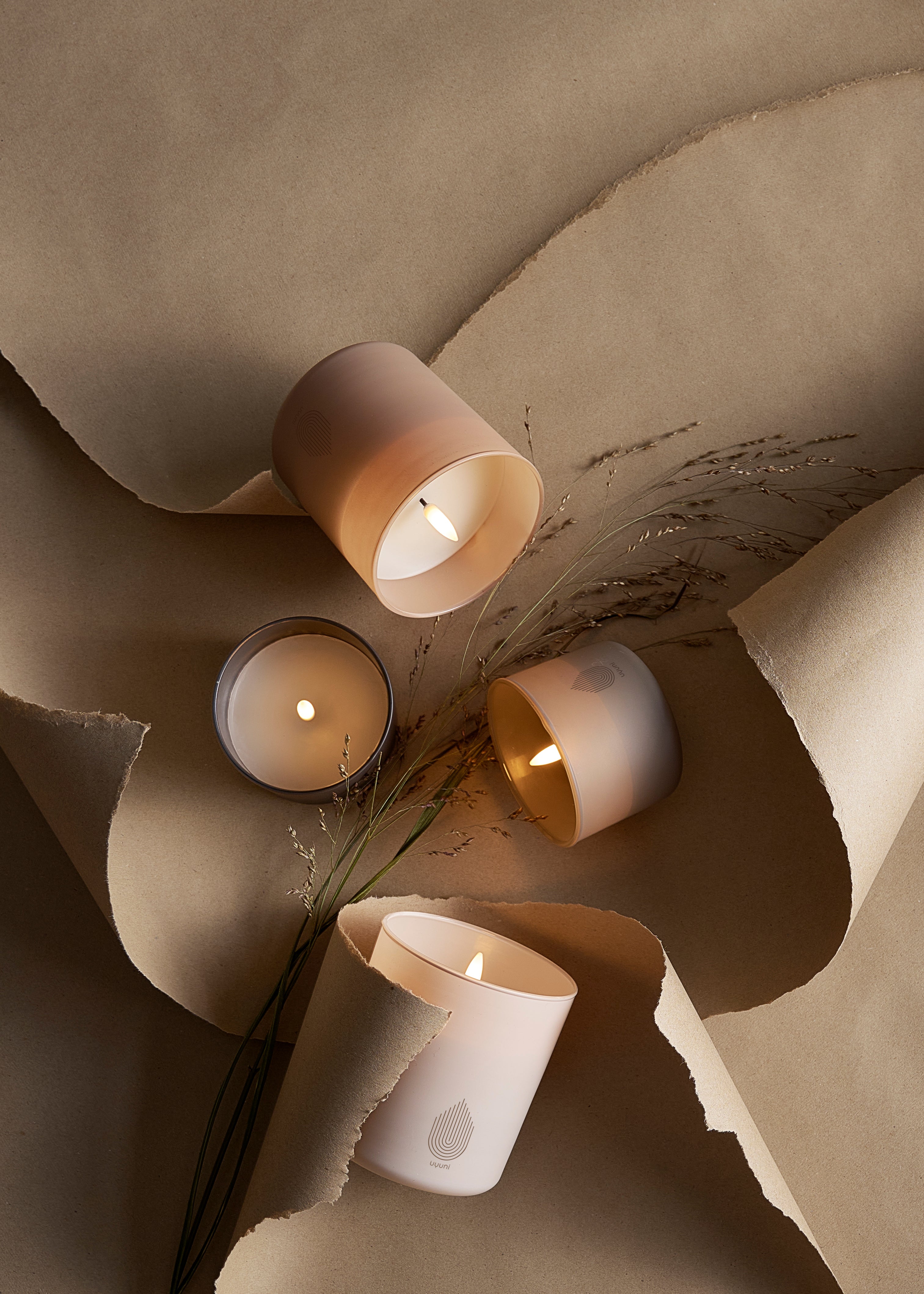 LED lys i glas, Sandstone - H10 cm.